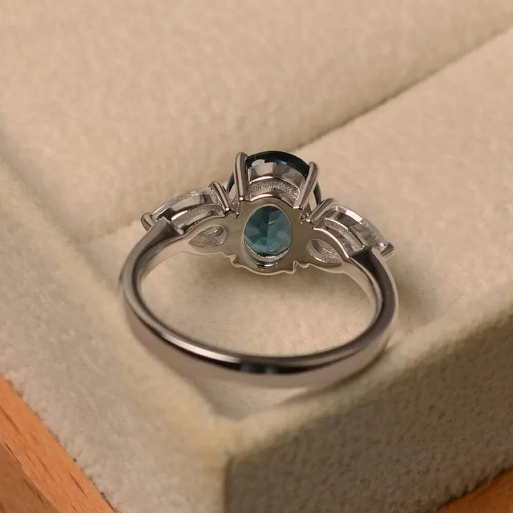 Dainty Anillos Oval Royal Blue Gemstone Beautiful Rings for Women, PD028